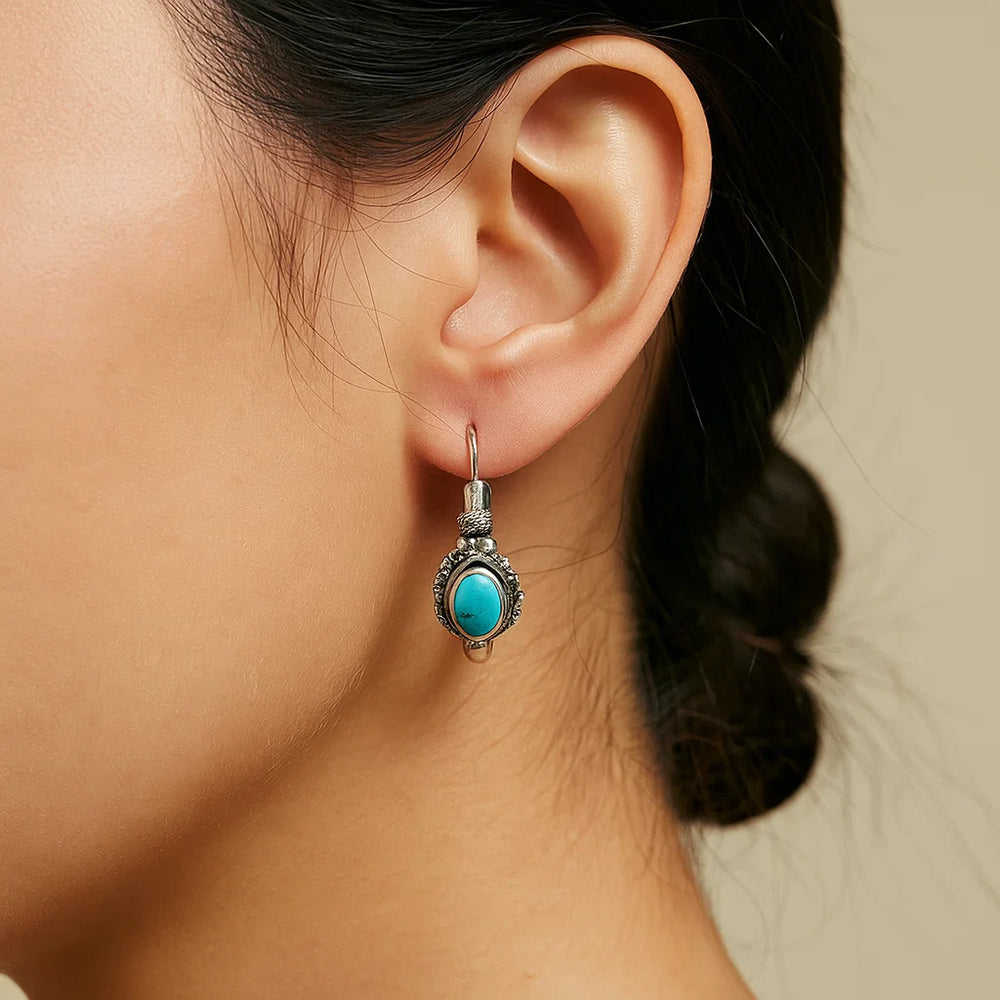 Boho Turquoise Hoop Earrings