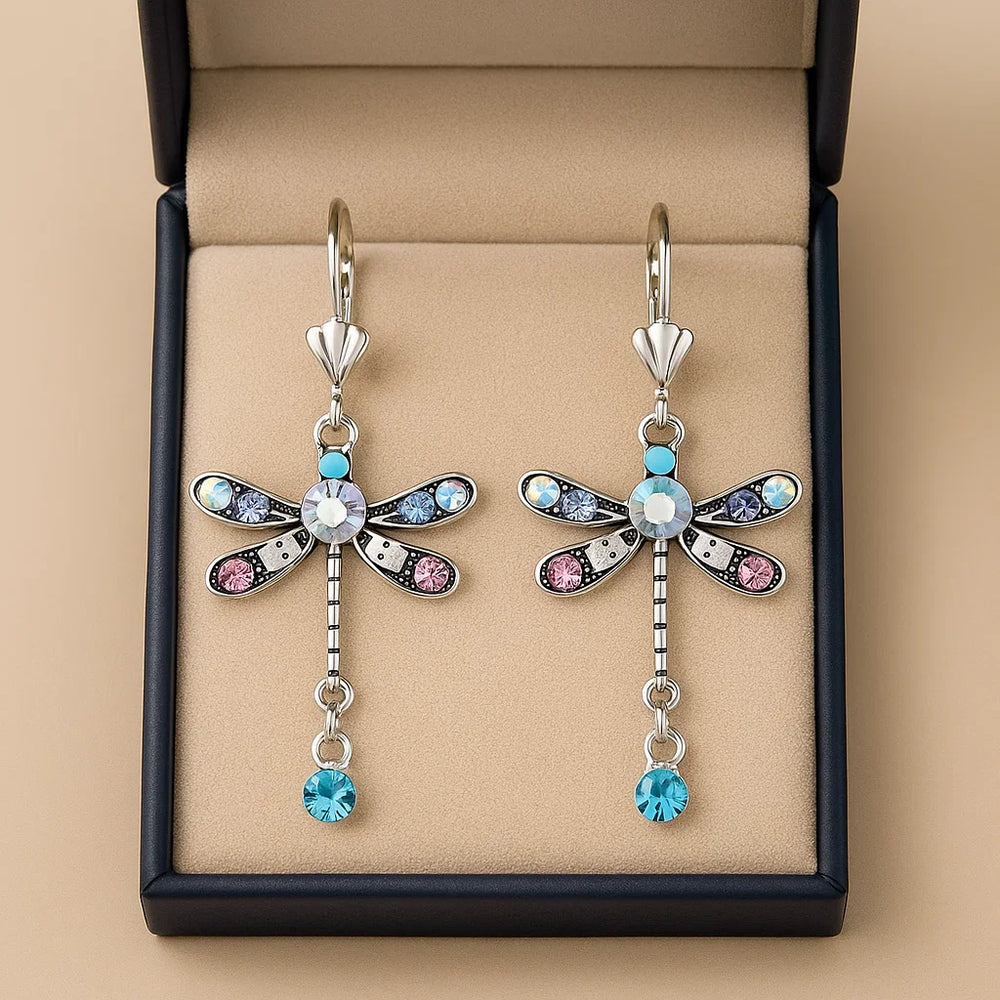 Vintage Bronze Carved Dragonfly Earrings