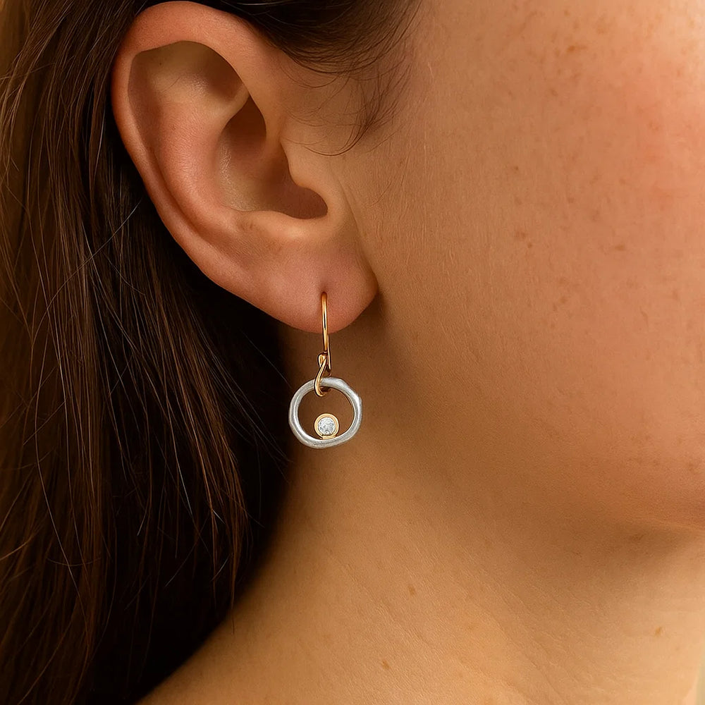 Vintage Two-Tone Zirconia Drop Earrings