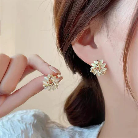 Elegant Opal Petal Stud Earrings for Women