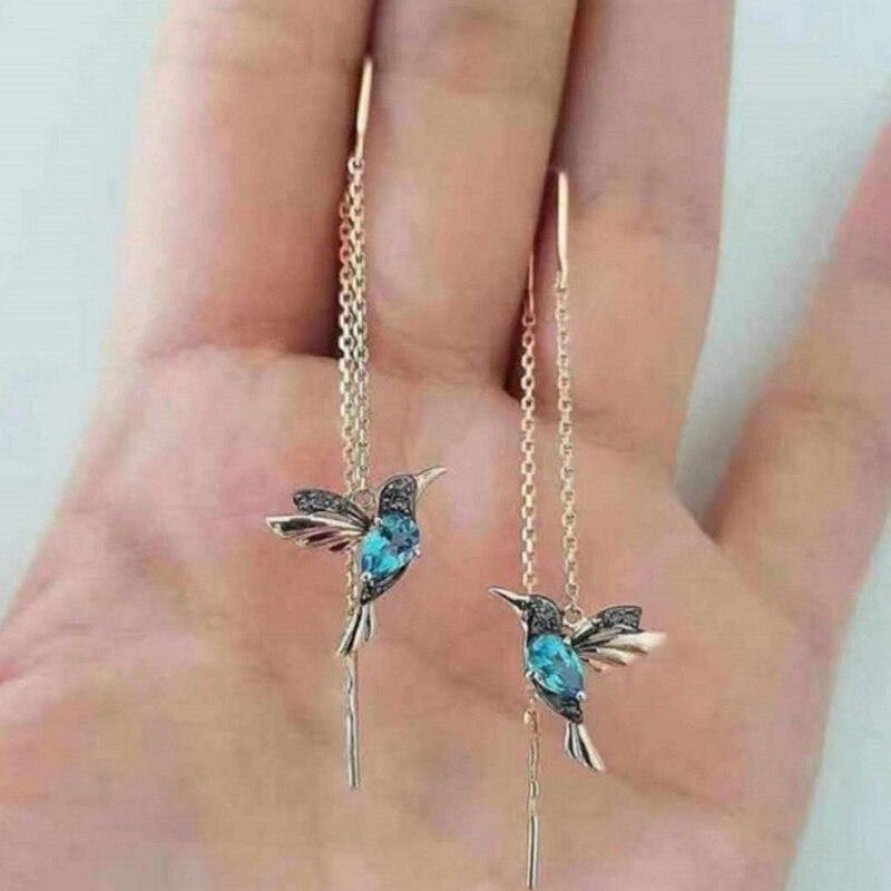Hummingbird Rhinestone Drop Earrings for Women