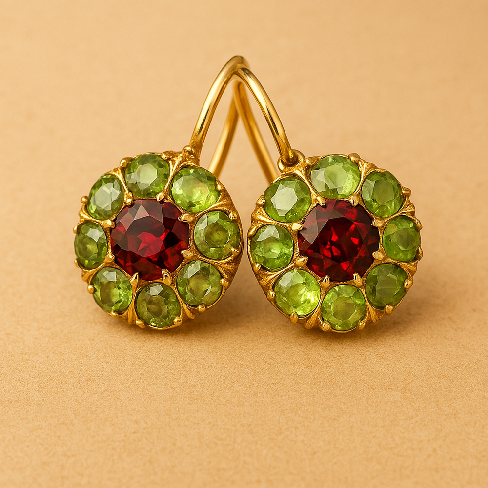 Gold Tone Vintage Crystal Cluster Earrings